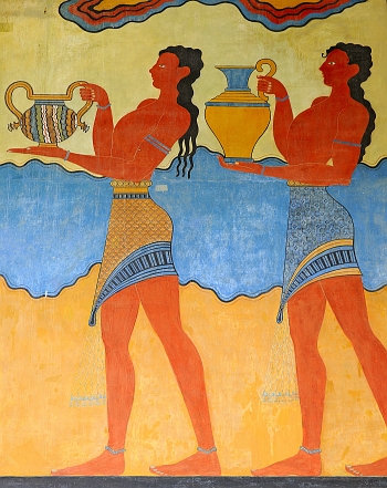Ancient wall painting at Knossos, Crete