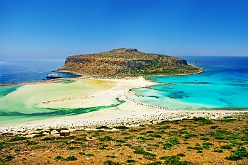 Panoramic view of Balos beach and its turquoise waters