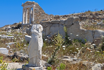 Ancient temple of godess Isis on the island of Delos near Mykonos island