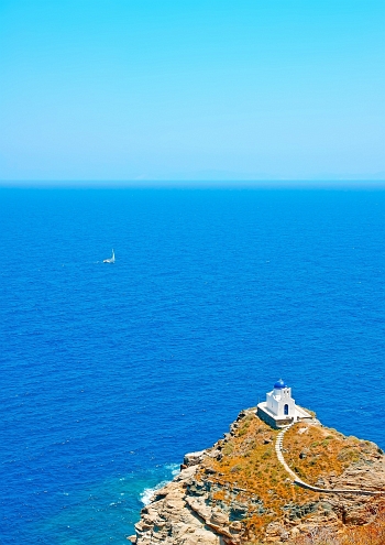 Traditional church by the sea on Sifnos Island