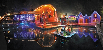 Amazing christmas celebration at Oneiroupolis with beautiful christmas decoration and lights at Drama, Greece