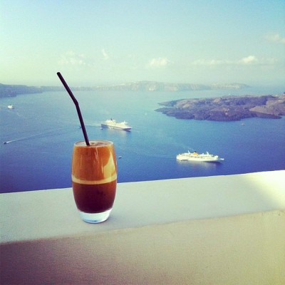 Greek frappe at Santorini