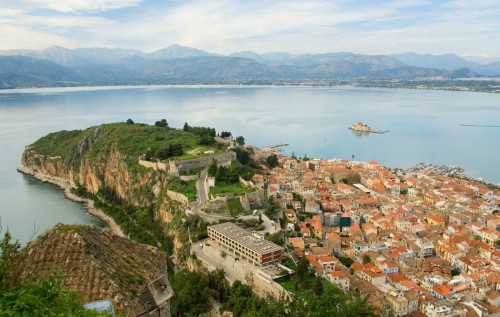 View of Nafplio city and Bourtzi castle