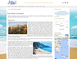 Snapshot of Fantasy Travel new website content concerning the First Timers in Greece