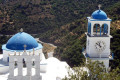 Blue-domed church with a panoramic view to the countryside of Naxos