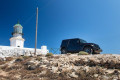 Your luxurious vehicle near the Armenistis Lighthouse