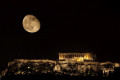 Majestic view of the Acropolis under the guise of the moon