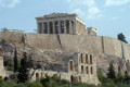 The iconic Acropolis as seen from the streets of Plaka