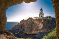 The iconic lighthouse in Santorini