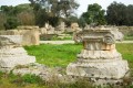Ancient columns in ancient Olympia city, the site where the Olympic Games were held in Classical times