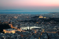 Athens city and Acropolis panorama by night