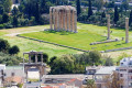 Aerial view of the Temple of Olympian Zeus in the heart of Athens