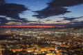 Panoramic view of Athens as the night falls over the capital