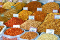 A variety of nuts in the Athens Food Market