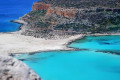 The Balos lagoon in Crete features emerald waters