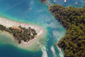 Exotic landscape in this aerial view of the Turkish coast of Kusadasi