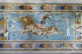 The bull leaping Minoan fresco in Knossos archaeological site of Heraklion city, Crete island