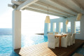 Restaurant by the pool at the luxurious resort Cavo Tagoo, Mykonos island
