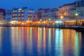 The harbor of Chania reflected in the Cretan Sea