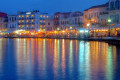 Stunning view of the Chania waterfront at night
