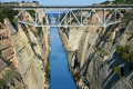 The bridge connecting the two sides of the Corinth Canal