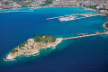 An elevated view of Kusadasi resort, Turkey's coastline