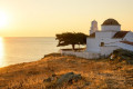 Sunset in the church of Panagia Flampouriani in Kythnos