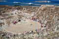 Aerial view of the theater on the island of Delos