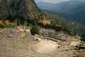 Ancient thater (foreground) and ruins of the Apollo Temple (background), Delphi