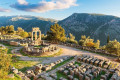 Aerial view of the archaeological site of Delphi