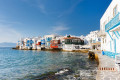 The famous waterfront of Chora in Mykonos