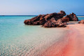 The coral pink sands of Elafonisi beach in Crete