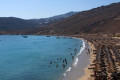 The beach of Elia is a very popular place to swim in Mykonos