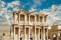 Facade of the Library of Celsius, a prominent part of ancient Ephesus, Turkey