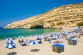 Famous Matala beach in Heraklion city, Crete island