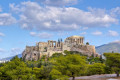 View of Acropolis Hill and the Parthenon Temple from the hill of Pnyx