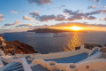 Sunset in Santorini from the perspective of Fira, the capital of the island