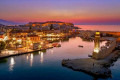 Night falling on the port of Rethymno in Crete