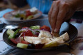 Greek salad accompanies every meal 