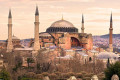 Sunset on the historic Hagi Sophia in Istanbul