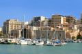 View of the port and the houses in Heraklion city, Crete island
