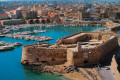 Panoramic view of the Heraklion port and the Venetian fort