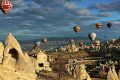 Hot Air Balloons over a gorgeous landscape in Cappadocia