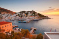 Sunset on the port of Hydra