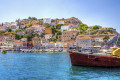 View of Hydra from the sea of the Saronic Gulf