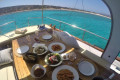 A rich meal on board with an indescribable view
