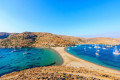 The Kolona beach in Kythnos has a unique shape that creates a wonderful scenery
