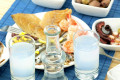 Traditional delicacies, seafood and ouzo drink, Lesvos island