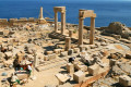 Panoramic view of the archaeological site of Lindos in Rhodes