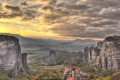 Sunset on the valley of Meteora